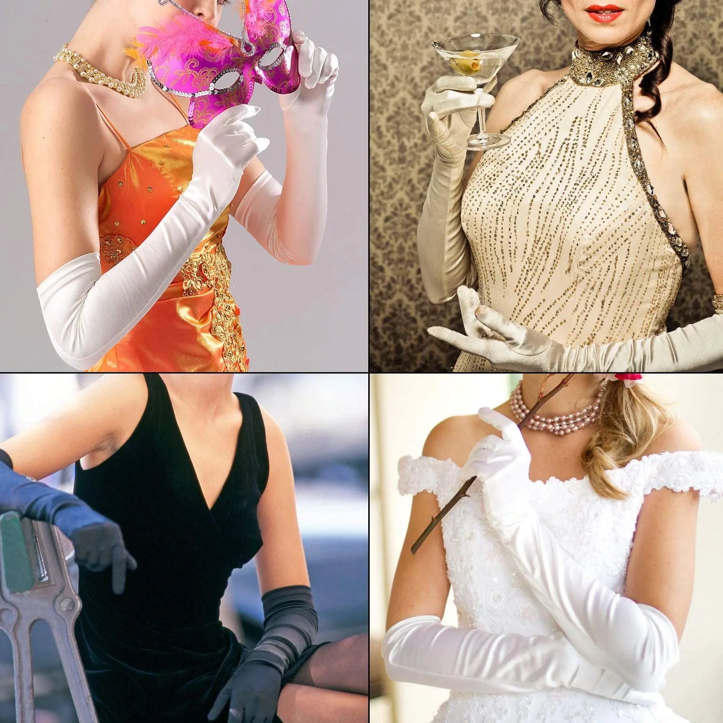 NEW Luxury Opera Satin Gloves Elegant Purple Red Black White Bridal Party Gloves for Wedding Prom One Size Fashion Stretch Women purple Gloves Girls Ladies Luxury Fashion Apparel Accessories Clothing Supplies