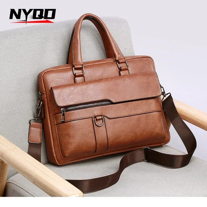 High Quality Business PU Leather Shoulder Messenger Bags Men 14 Inch Laptop Bag Men Briefcase Bag Office Handbag