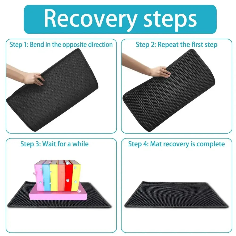 NEW Arrivals S-XL( 60X90CM) 6 Colors Cat Litter Mat Waterproof Urine Proof Kitty Litter Mat Honeycomb Double Layer Litter Box Mat Skidproof Soft EVA Cat Litter Mat Pets Hygiene Supplies