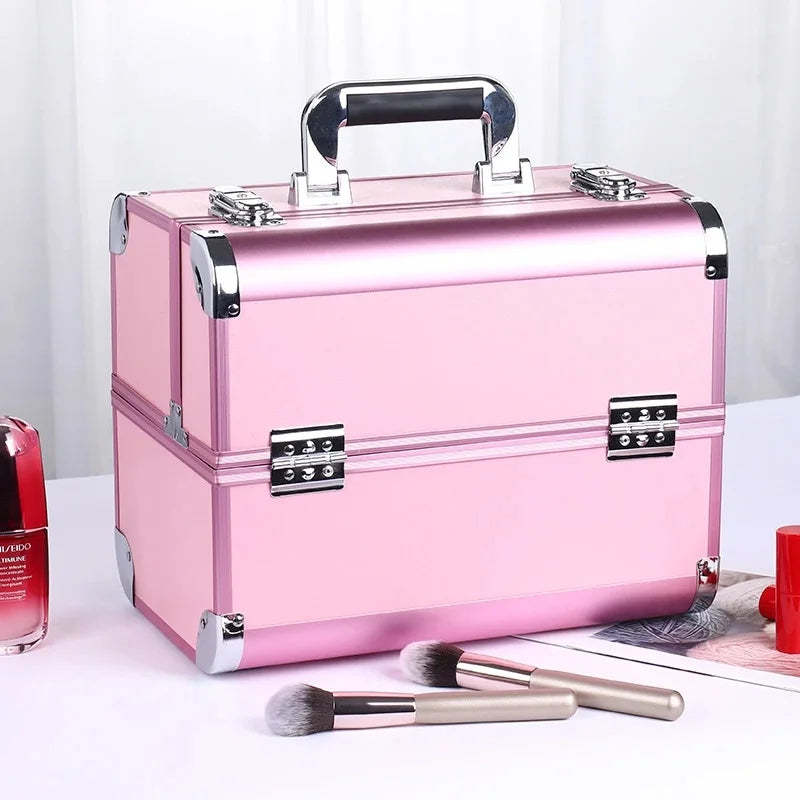 NEW Arrivals 8 Colors Make-Up Train Case Aluminum Alloy Case Pedicure Tool Box with Handle Cosmetic Box Portable Makeup Case Organizer