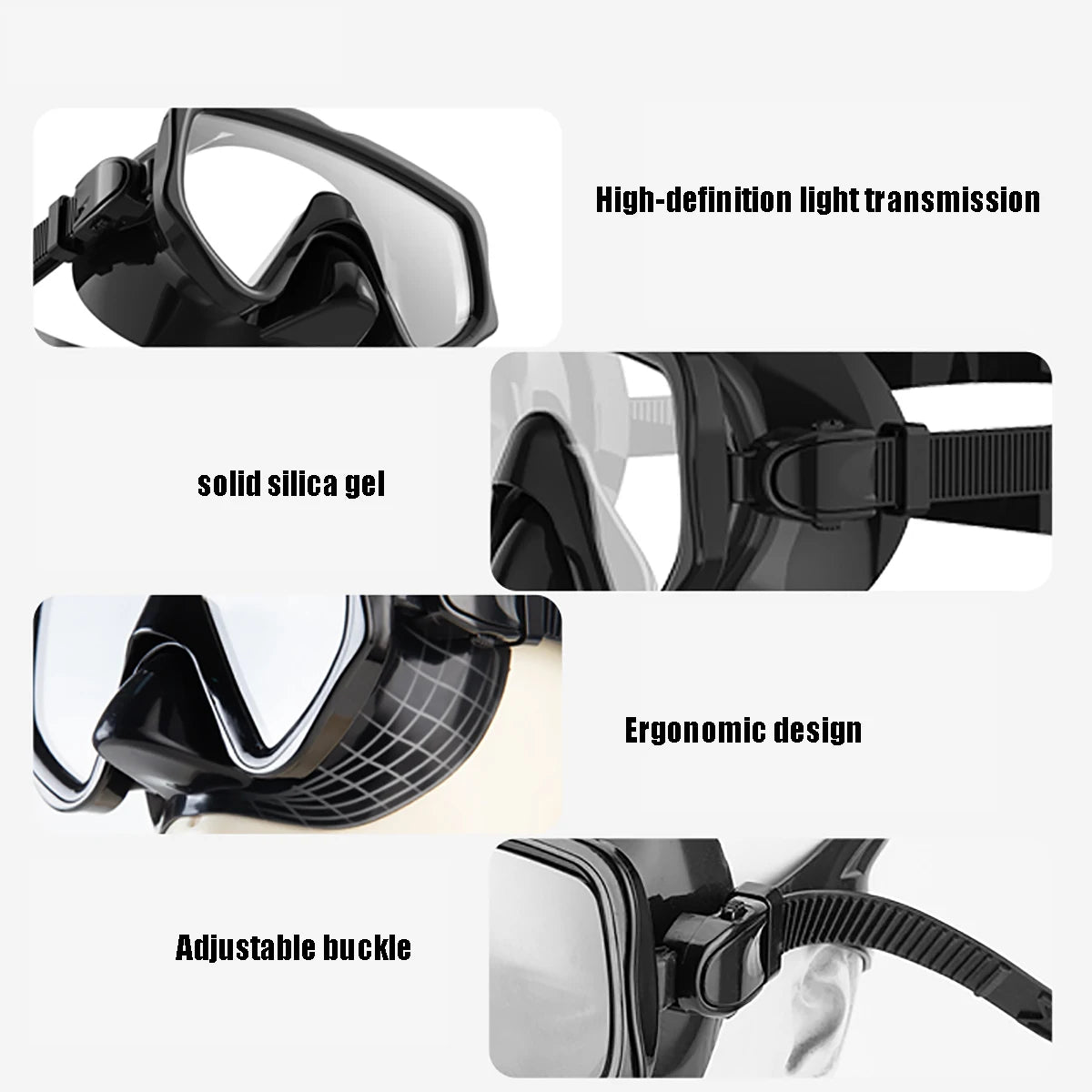 NEW Professional Diving Mask Snorkel Set For Adults Tempered Glass Scuba Professional Panoramic Snorkeling Gear Swimming Training Snorkel Kit Swimming Accessories Sports Supplies