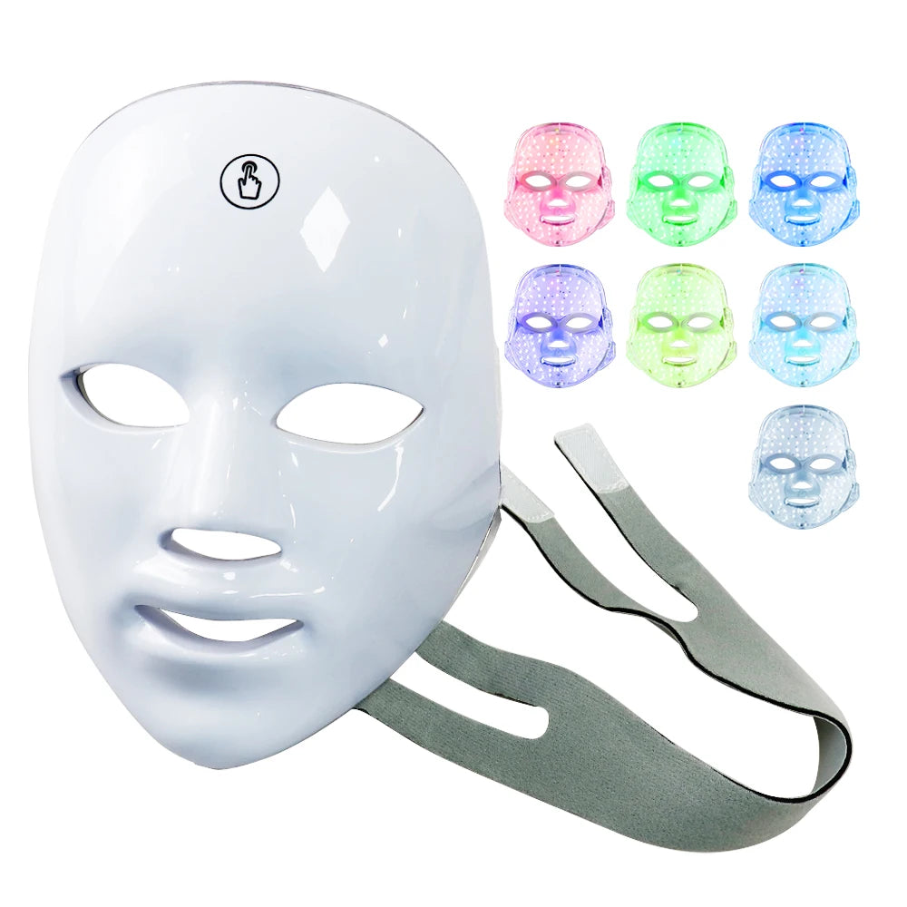 NEW Arrivals 7 Colors LED Facial Mask Photon Therapy Face Skin Care Mask Anti Acne Therapy Skin Rejuvenation Wrinkle Removal Face Beauty Mask Ladies Home Beauty Salon SPA Accessories