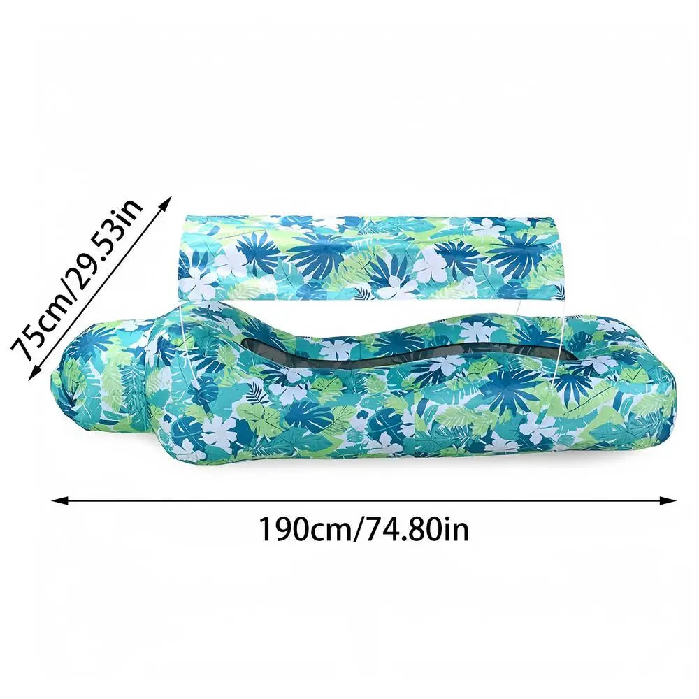 Inflatable Beach Camping Lounger Air Sofa With Sun Shade No-Pump Blow Up Couch For Outdoor Camping Hiking Picnic Vacation