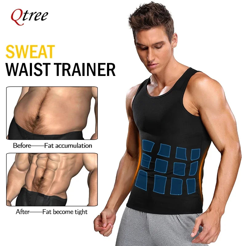 NEW S-3XL Plus Size Men Shapers Polymer Sauna Vest Sweat Slimming Compression Tops with Zipper Waist Trainer Workout Shirt Heat Trapping Suit