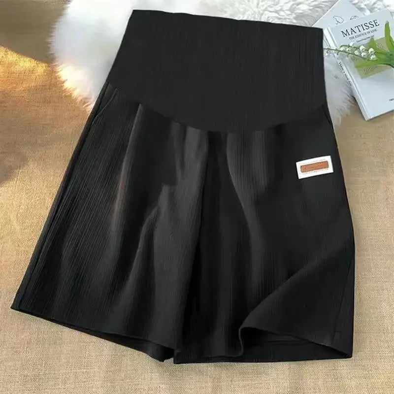 NEW Arrivals M-3XL Plus Size Black/Apricot/Light Green Maternity Shorts Summer Outdoor Hiking Thin Ice Silk Wide Leg Pants Loose Casual Straight Leg Mother Pregnancy Sports Clothing Supplies
