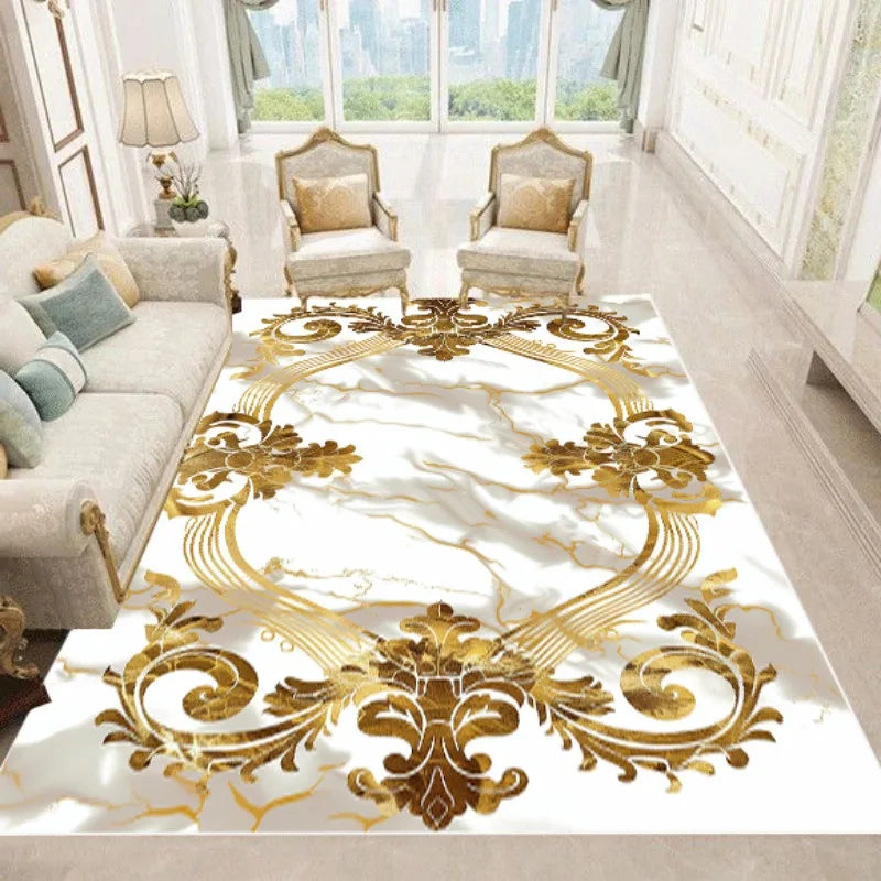 NEW Arrivals 12 Patterns Luxury European Style Carpets Living Room Sofa Side Rugs Home Decoration Soft Golden Carpet Bedroom Cloakroom  Floor Mat