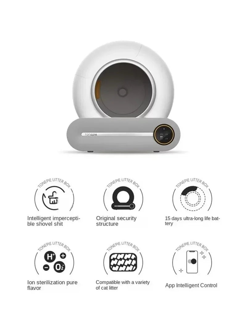 English Version Tonepie 65L Automatic Smart Cat Litter Box Self Cleaning Fully Enclosed Cat Litter Box Pet Toilet Litter Tray