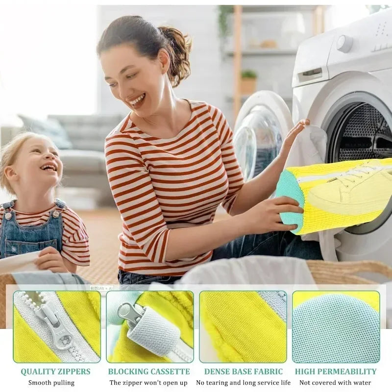NEW 4pcs Set 3 Colors Laundry Bag Shoe Washing Net Washing Bag Padded Net Laundry Shoes Household Machine Washing Shoes Bags Drying Bags