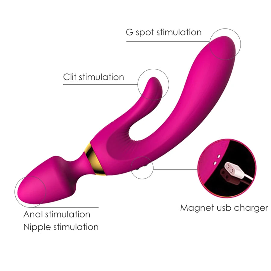 10 Speeds Powerful Vibrator Female Magic Wand Massager G Spot Clitoris Stimulator Dual motor Vibrator Sex Toys for Women Adult