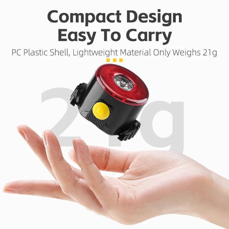 NEW Arrivals Smart Bicycle Tail Rear Light Brake Warning Taillights IP64 Waterproof USB Rechargeable Flash Light Bike Accessories