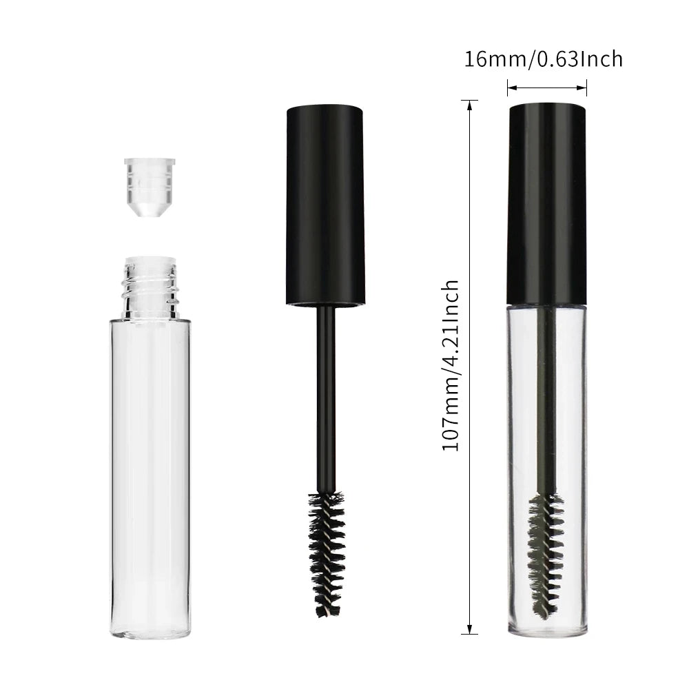 10ml Black Empty Mascara Tube With Eyelash Bottles Cosmetic Container Bottle Eyelash Refillable Mascara Makeup Container