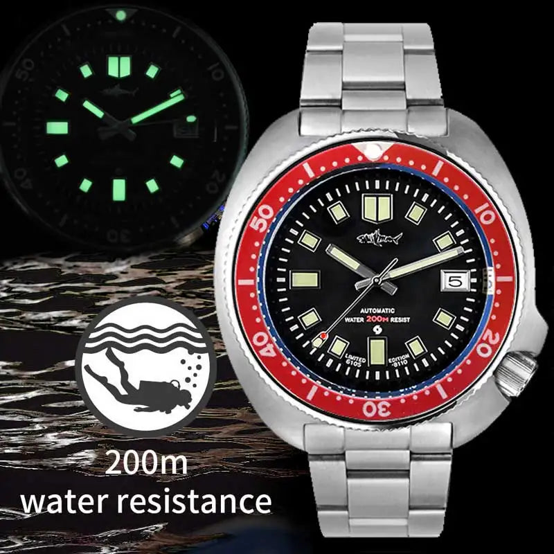 NEW Arrivals 4 Colors Diver Watch Abalone Women Men Dive Watch 20ATM Water Resistant C3 Luminous Sapphire Crystal NH35 Automatic Movement Machinery Wristwatch Sports Accessories
