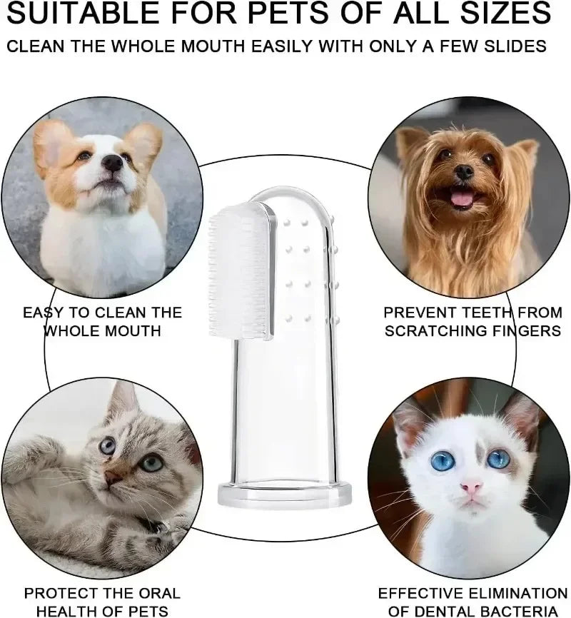 NEW Arrivals 20PCS Set Pet Finger Soft Silicone Toothbrush Teeth Cleaning Bad Breath Silicone Tooth Brush Tools Dog Cat Pet Cleaning Supplies