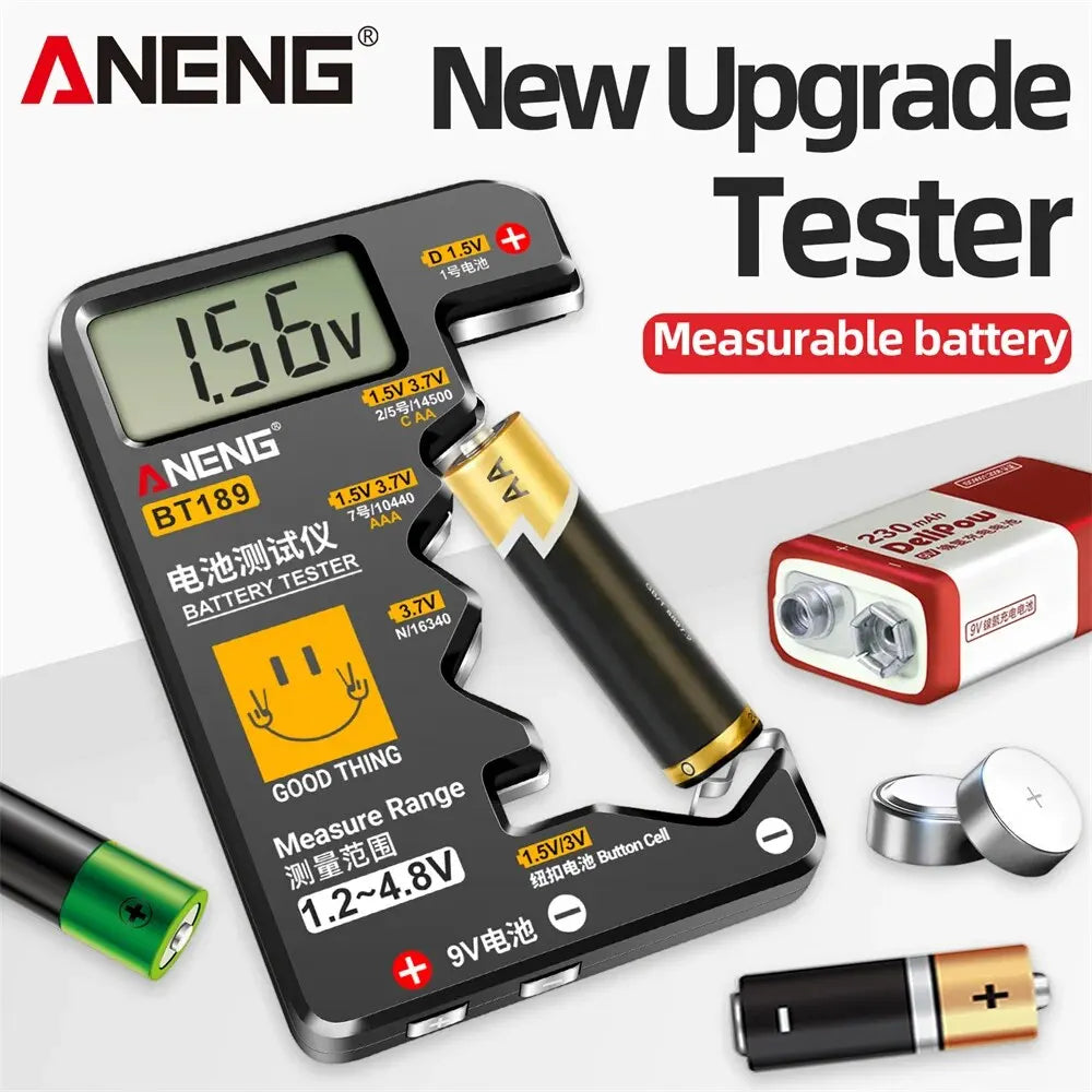 NEW Arrivals BT189 Button Cell Battery Tester 9V N D C AA AAA Universal Household LCD Display Battery Tester Power Bank Detectors Tools