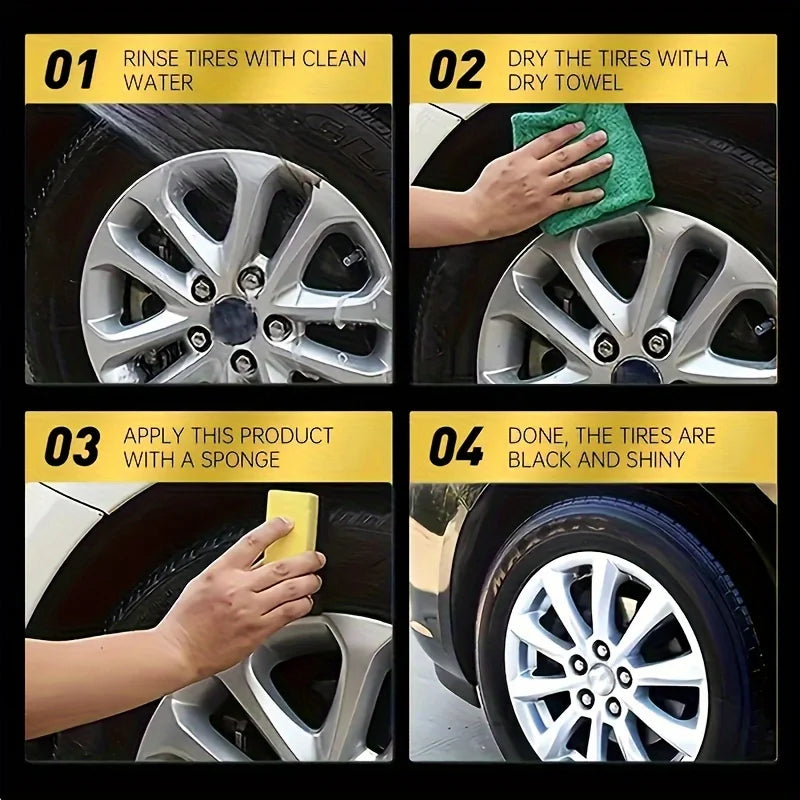 NEW Arrivals Car Motorcycle Tire Blackening Coating Wax - Hydrating Luster and Protection, Anti-Aging Tire Care Coating with Sponge Applicator Car Vehicle Accessories