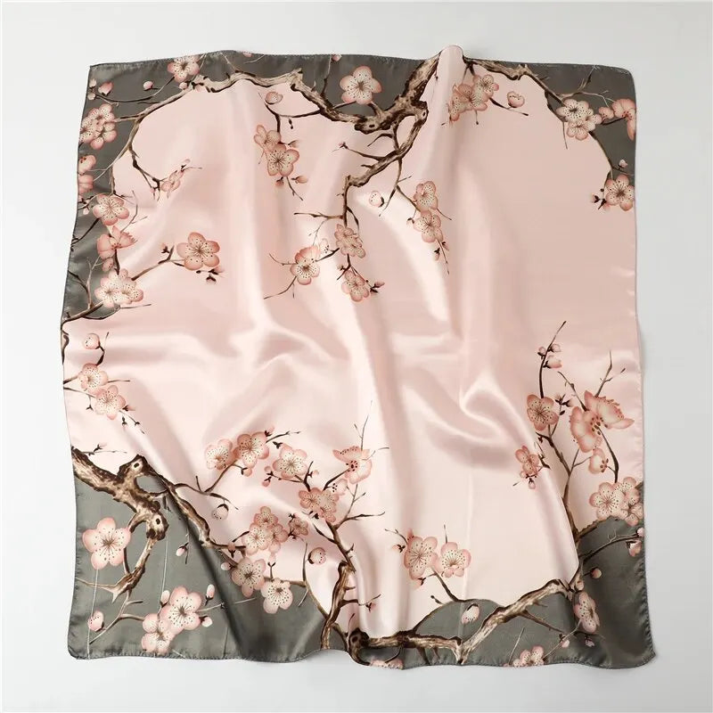 Luxury 90cm Silk Satin Hijab Square Scarf Women Luxury Print Elegant Hair Hand Bag Foulard Shawl Wraps Neck Tie Headkerchief Bandana