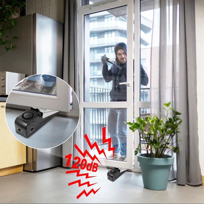 NEW Arrivals 2PCS Set 125dB Door Arrester Alarm Household Safety Protection Anti-Theft Burglary Alarm System, Door Gap Door Gear Used for Hotel Women Living Alone Home Office Security Supplies