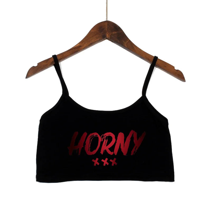 NEW Arrivals 4 Colors *HORNY* Backless Camisole Summer Crop Top Sexy Tops for Women Seamless Sleeveless Tank Tops Female Clothes Outdoor Running Hiking Summer Beach Bar Streetwear
