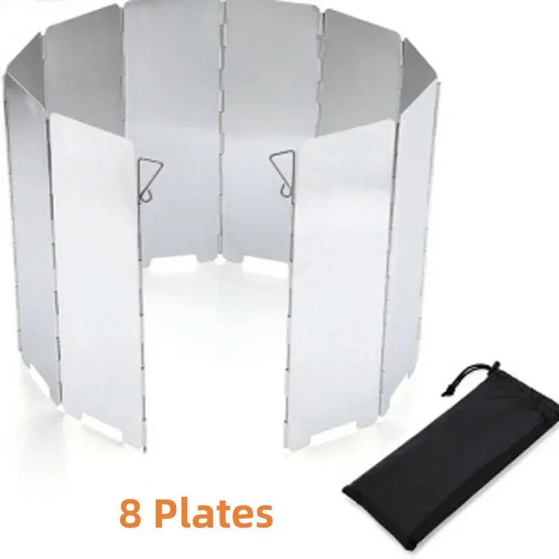 NEW Arrivals 8 Plates Aluminum Alloy Stove Windscreen, Ultralight Foldable Stove Windshield, Suitable For Outdoor Camping, Picnic Accessories