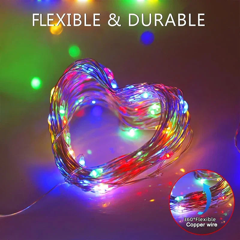 NEW Solar Fairy String Lights Outdoor LED Garden Christmas Decor Garland Light For Xmas Halloween Thanksgiving Wedding