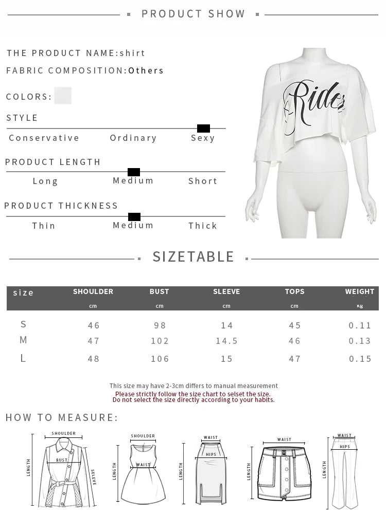 NEW 4 Colors Loose Letter Print Mini T-Shirt Women Summer Trend Biased Collar Versatile Street Skinny Simple Classic Party Daily Tops