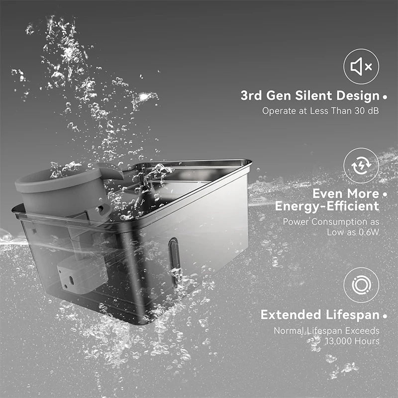 NEW Arrivals 8L Pet Water Fountain Stainless Steel Automatic Filter Pet Dispenser with LED Light Silent Pump Fountain for Cat and Dog Drinking Pets Supplies