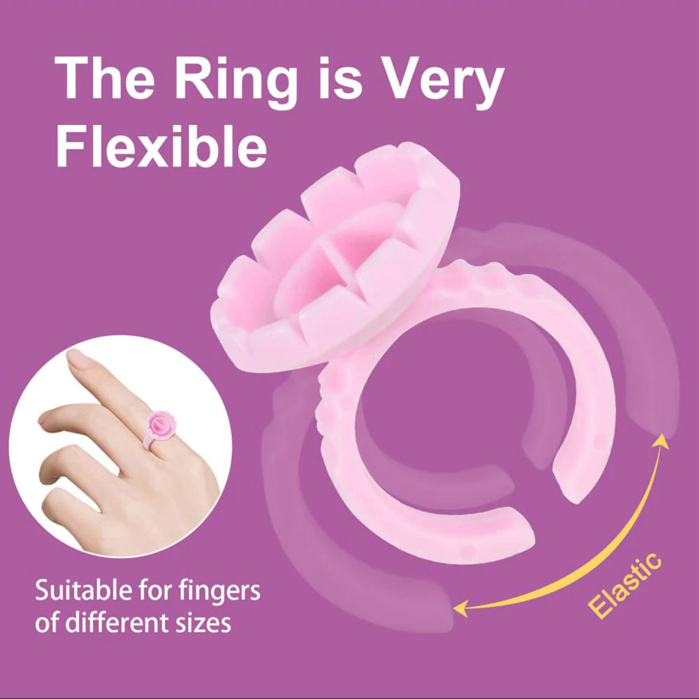 100PCS Eyelash Glue Fan Cup Rings Holder Container for Eyelash Extension Tattoo Pigment Cup Lash Tool Accessories Supplies
