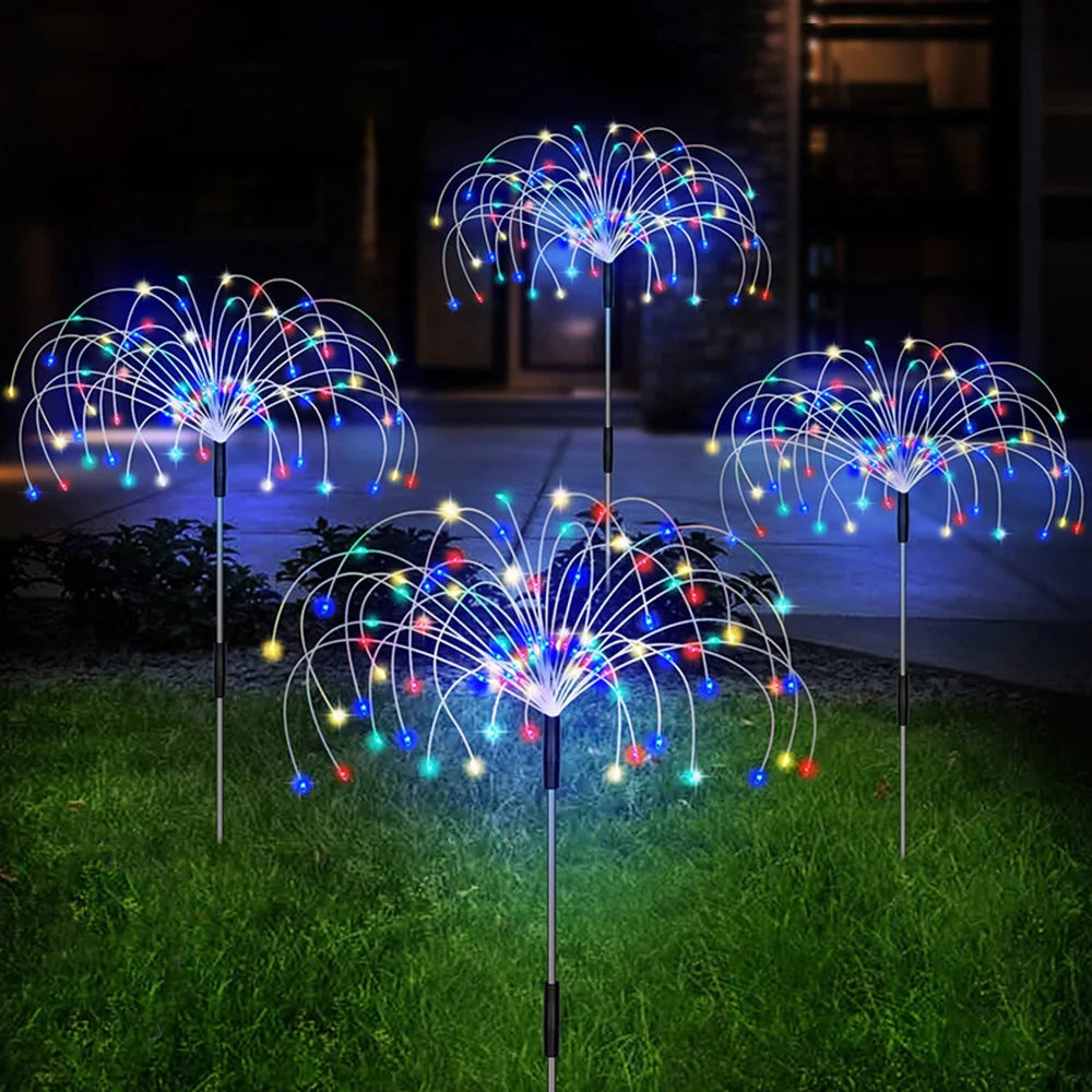 NEW Arrivals Solar Firework Light Grass Globe Dandelion 90/150/200 LED Fireworks Lamp For Garden Lawn Landscape Holiday Christmas Lights Home Garden Decoration Supplies