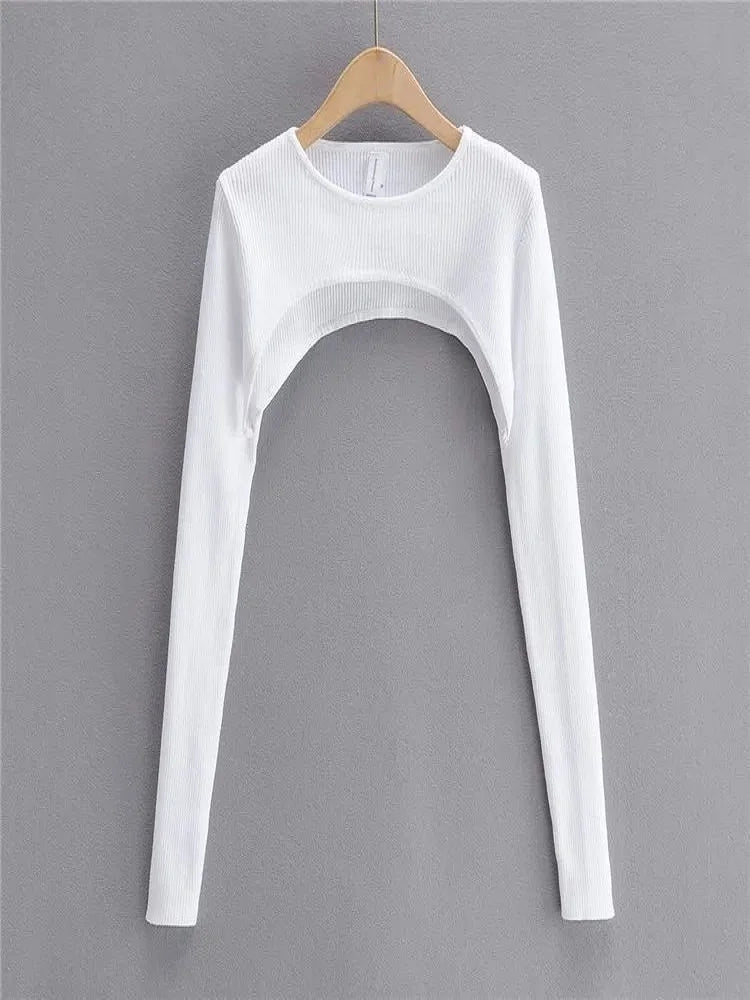 NEW Arrivals Y2K Aesthetic Clothes O-Neck Black White Sexy Harajuku Knitted T-Shirt Women Long Sleeve Crop Top Spring Autumn Summer Girls Sexy Streetwear Clothes