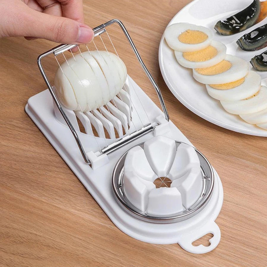 NEW Multifunctional PP Base Egg Cutter Slicer 2-in-1 Stainless Steel Wire Pull Egg Cutter for Hanging High-Quality kitchen Accessory Tools