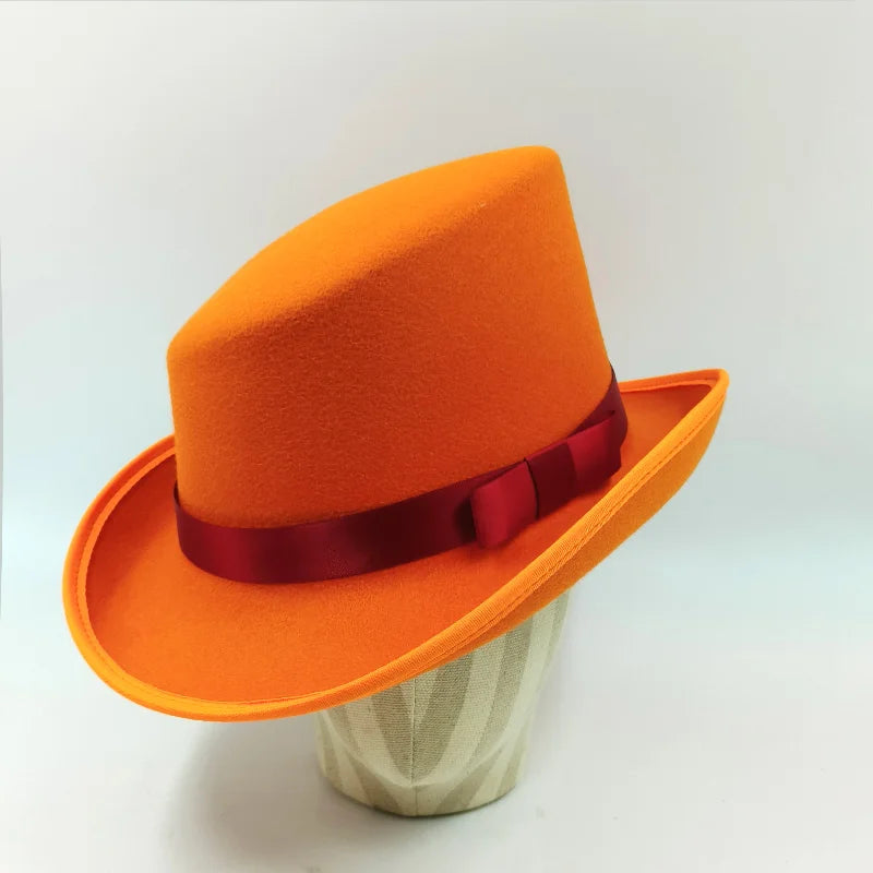 NEW Arrivals British President Men Luxury Top Hat Presidential High Hat British jazz Top Multi-Colors Hats Gentleman Evening Wedding Party Flat Felt Hat Formal Tuxedos Costume Apparel Accessories Male Luxury Fashion Clothing