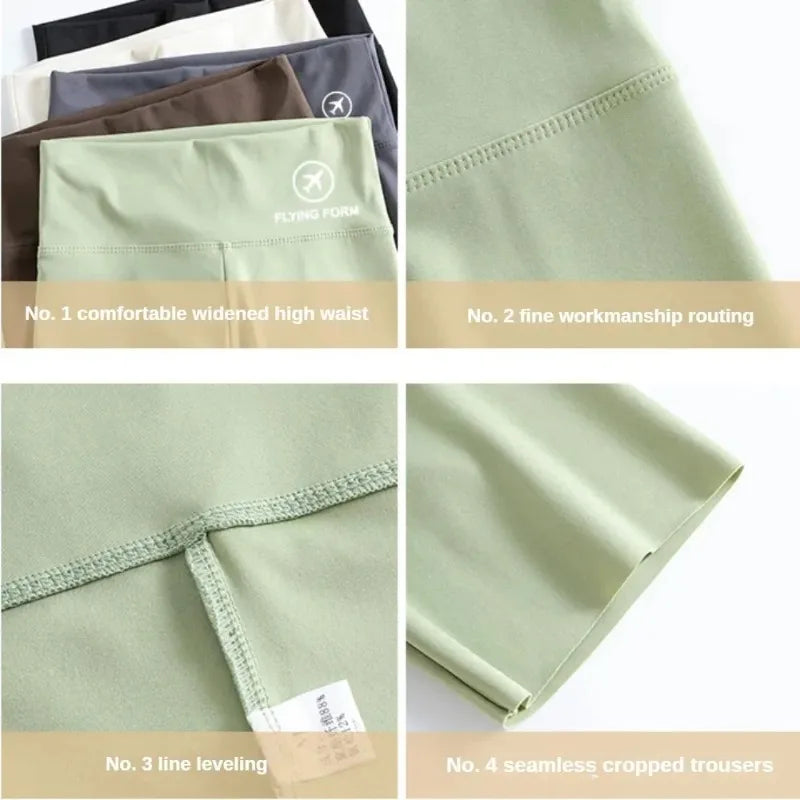 NEW Arrivals 4PCS Set 5 Colors Women's Summer Shark Bottom Pants Riding Running Sports Shorts Elastic Yoga Pants High Waisted Hip Lifting Women Sports Apparel Sets