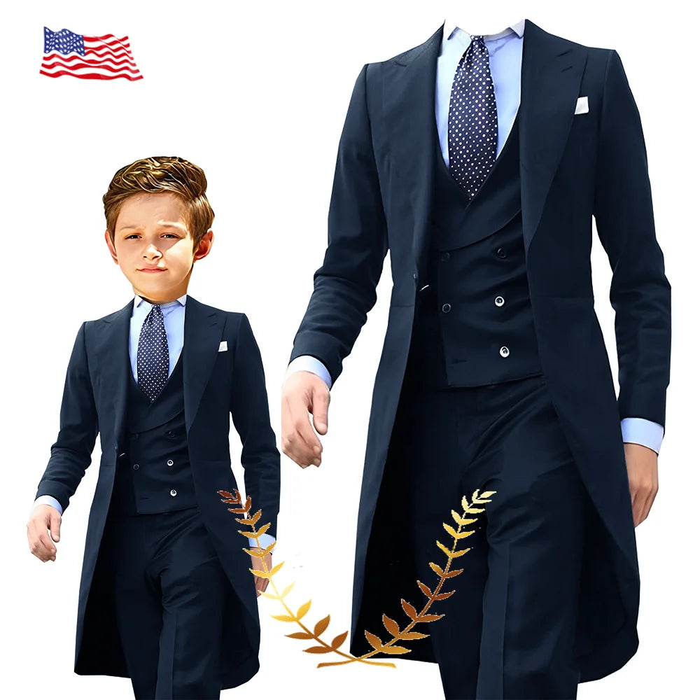 NEW Arrivals 3PCS Set Boys(3-16Yrs Old) Men S-5XL PLUS SIZE 5 Colors Formal Blazer Tuxedos Suit Wedding Evening Party Tuxedo Child Jacket Pants Vest Men Costume Groom’s Suit Luxury Fashion Apparel Supplies