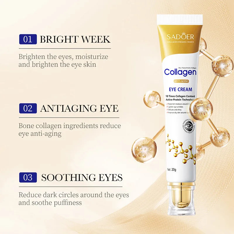 3pcs Firming Collagen Eye Cream Anti Dark Circles Eye Bags Moisturizing Brightening Eyes Creams Skin Care for Eyes