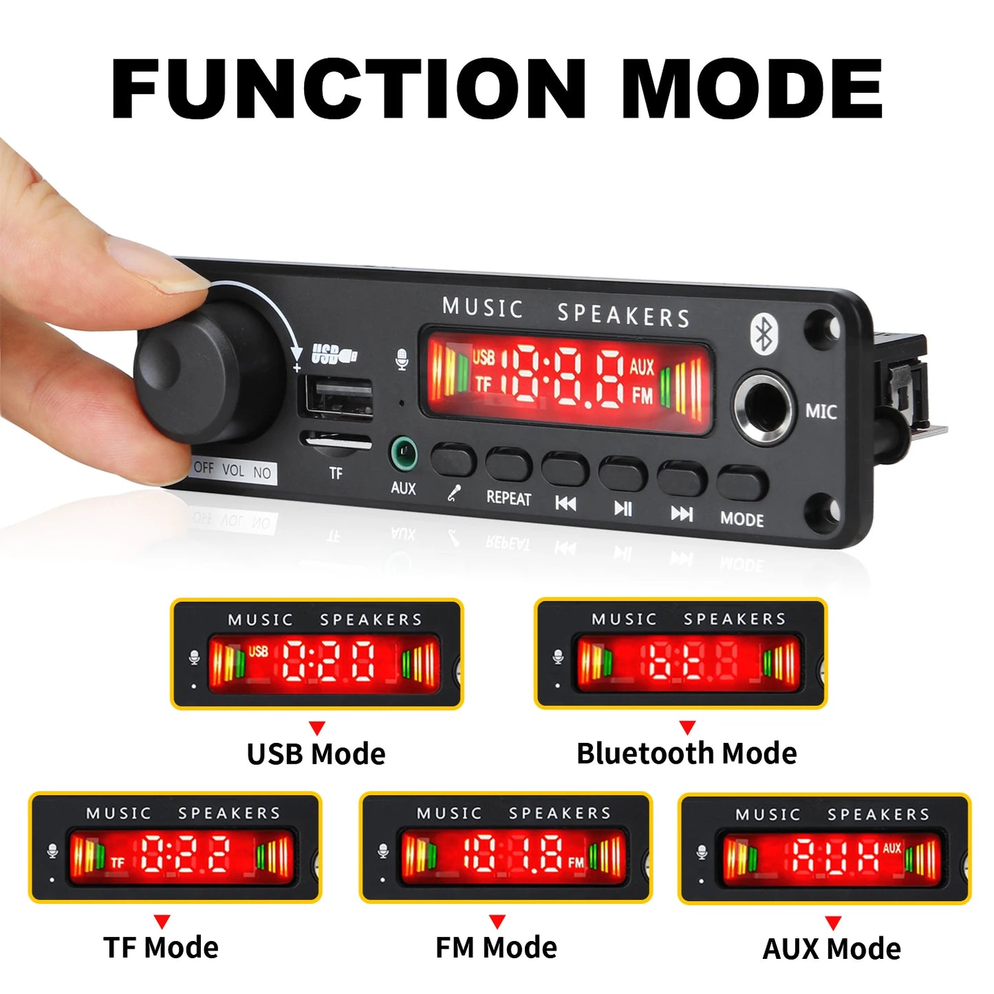 Bluetooth 5.0 MP3 Decoder Board 2*75W 80W Amplifier Audio Player 12V DIY MP3 Player Car FM Radio Module TF USB Mic Record Call