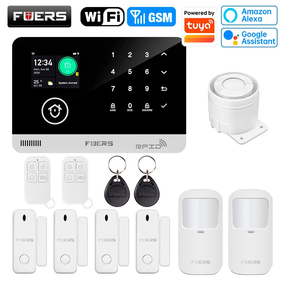 Just Arrived Upgraded 13 Languages Alarm System for Home Office Shops TUYA Smart WI-FI GSM Security Alarm Host with Doors Windows Motion Sensor Smart App Control Work Google Alexa Amazon Voice Support Security Supplies