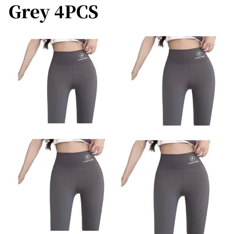 NEW Arrivals 4PCS Set 5 Colors Women's Summer Shark Bottom Pants Riding Running Sports Shorts Elastic Yoga Pants High Waisted Hip Lifting Women Sports Apparel Sets