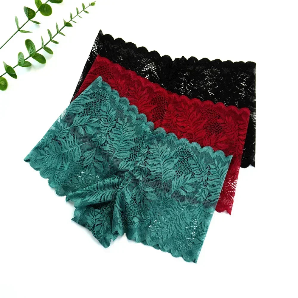NEW Arrivals S-XL 3pcs Sexy Women Boyshorts Panties Plus Size Full Lace Boxer Seamless Mid Waist Transparent Mesh Shorts Female Underpants