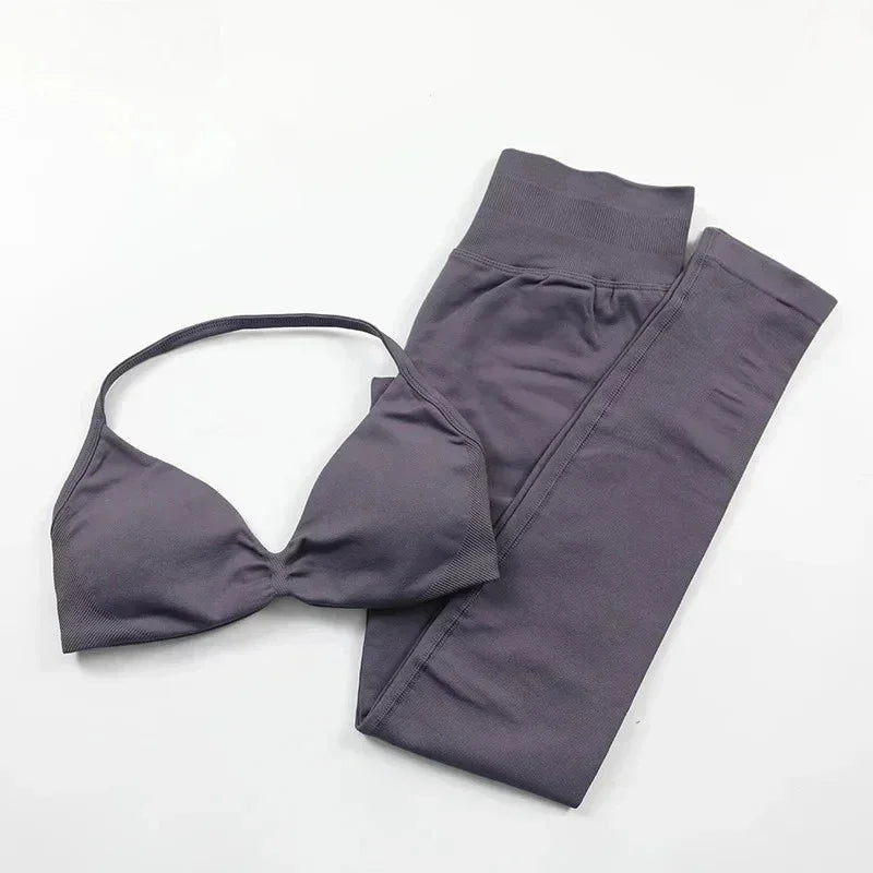 NEW Arrivals 10 Colors Women Gym Breathable Fashion Yoga Fitness Clothes Hip Pants Tie Bra Comfortable Sports Pilates Fitness Set