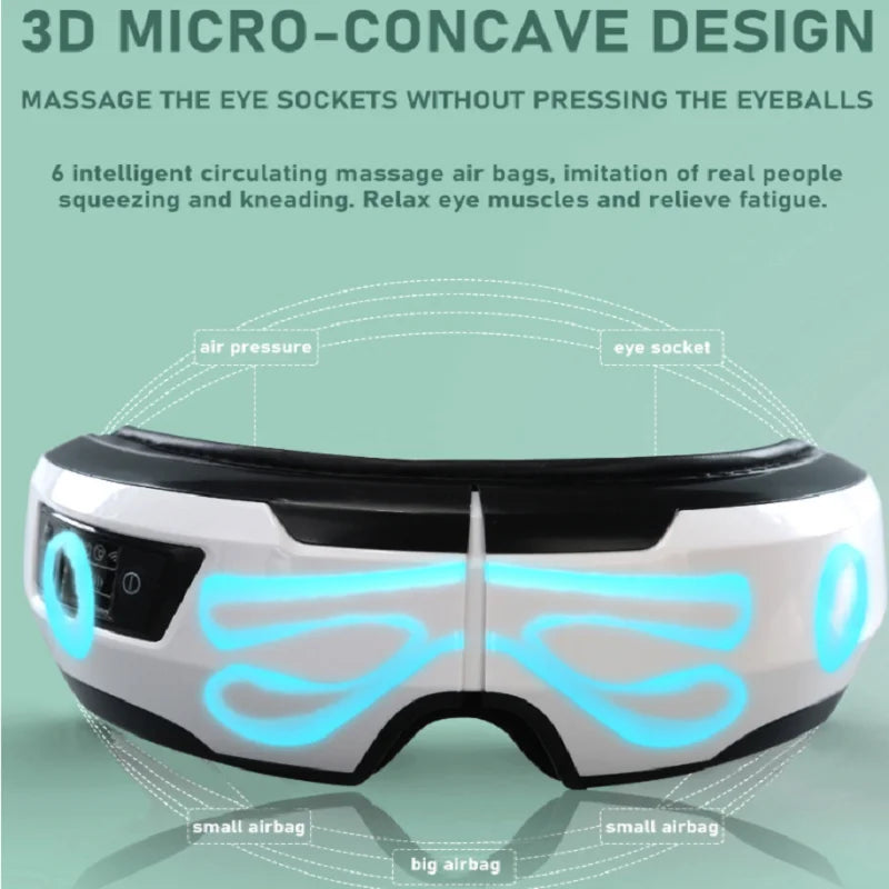 Eye Massager Vibration Air Pressure Heating Massage Relax Fatigue Stress Bluetooth Music