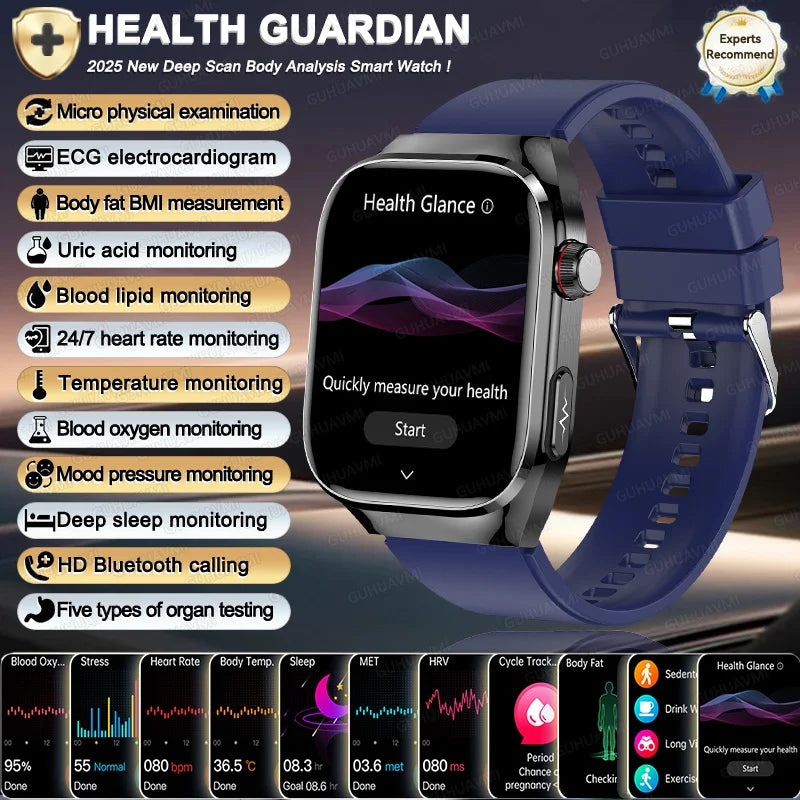 NEW Arrivals 12 Colors/Patterns Women Men Ai Diagnosis Health Healing Wrist Watch ECG+PPG Smart Watch Precise Uric Acid Blood Pressure Organ Body Analysis Smart Watch HD Call Watches Health Watch
