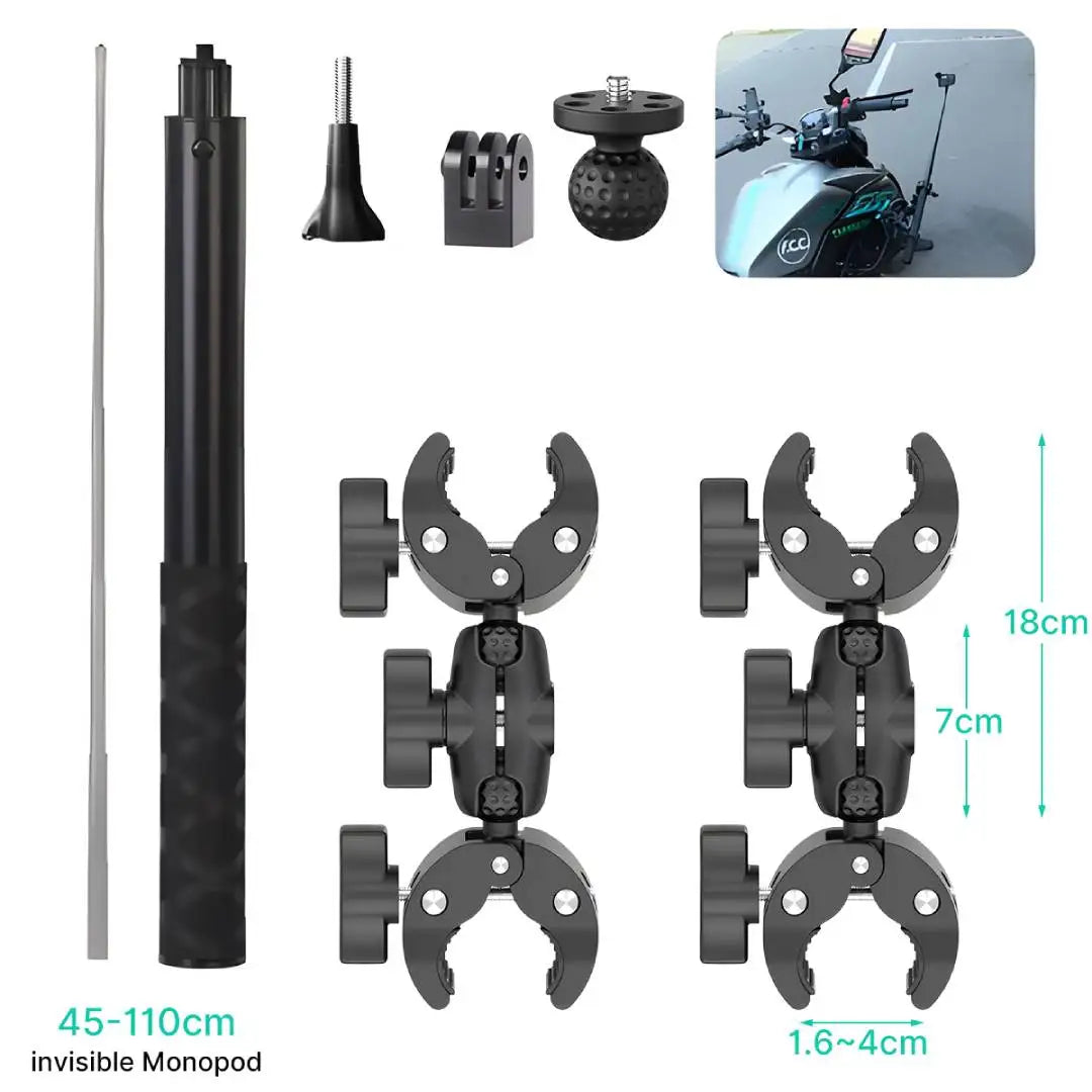 NEW Arrivals Bicycle Motorcycle Panoramic Selfie Stick For Insta360 Reels Video One X2 X3 X4 GoPro 12 11 10 DJI Monopod Mount Handlebar Bracket Accessory