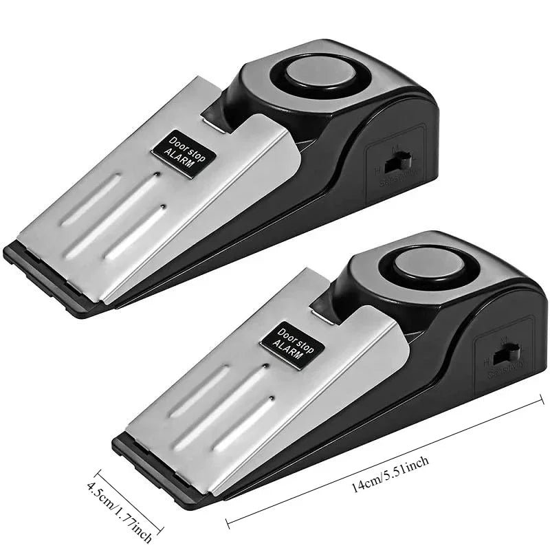NEW Arrivals 2PCS Set 125dB Door Arrester Alarm Household Safety Protection Anti-Theft Burglary Alarm System, Door Gap Door Gear Used for Hotel Women Living Alone Home Office Security Supplies