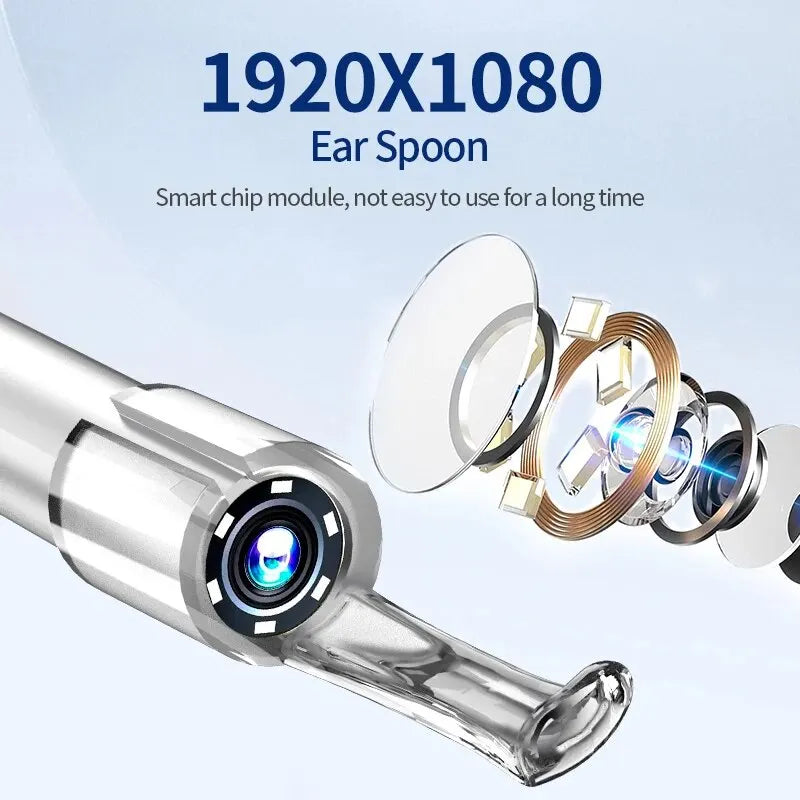 Smart Wireless Otoscope High Precision Ear Wax Removal Tool with Camera LED Light With Ear Cleaning Kit for IOS & Android