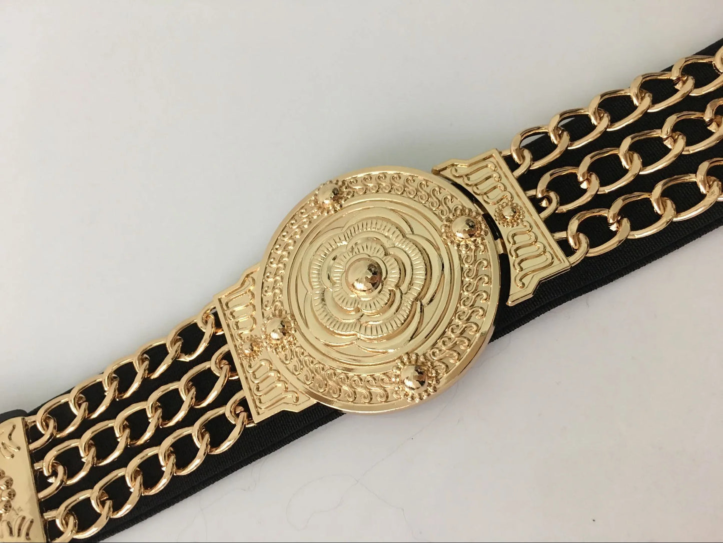 NEW Arrivals Women Female Flower Gold Belts Floral Elastic Metal Female Waist Belt For Dress Trouser Jeans Golden Chain Belt Ladies Girls Luxury Fashion Apparel Accessories Clothing Products