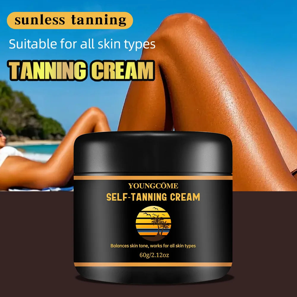 4 PCS Set Self-Tanning Cream with Hyaluronic Acid & Vitamin E - Streak-Free Sunless Tanner for Face/Body, 24H Waterproof for All Skin Tone Beach Sun Protection Women Skin Care Supplies Korean Products