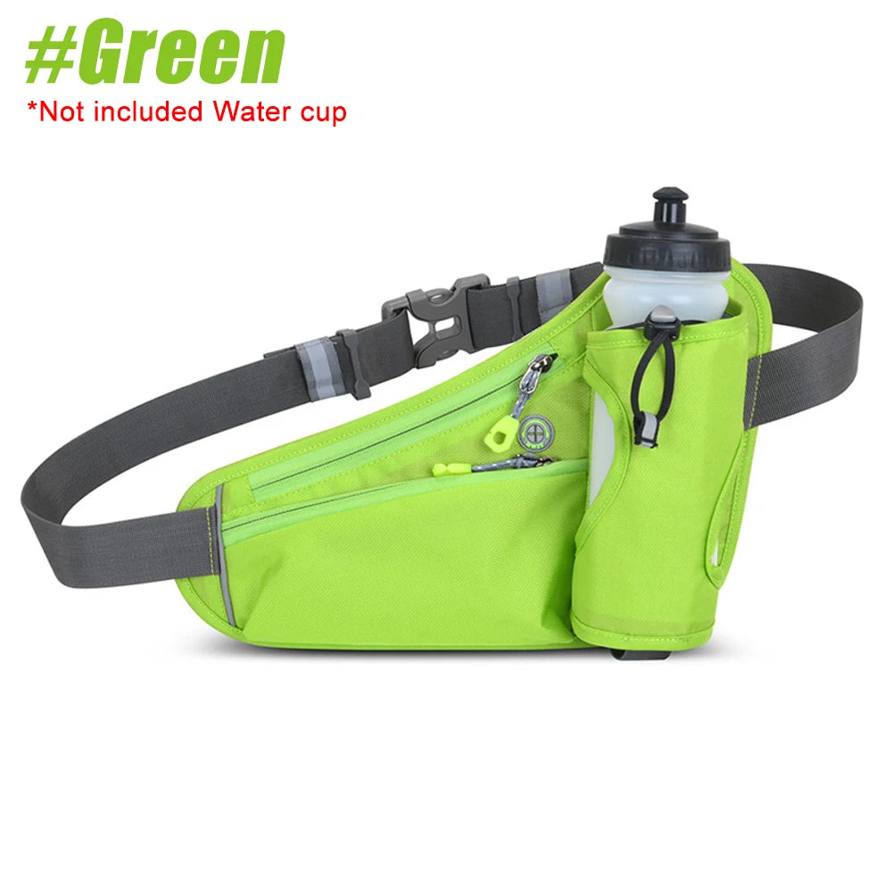NEW Arrivals 6 Colors Waterproof Running Waist Bag Cycling Bumbags with Water Bottle Holder Travel Walking Dog Sport Waist Bag& Reflective Strips