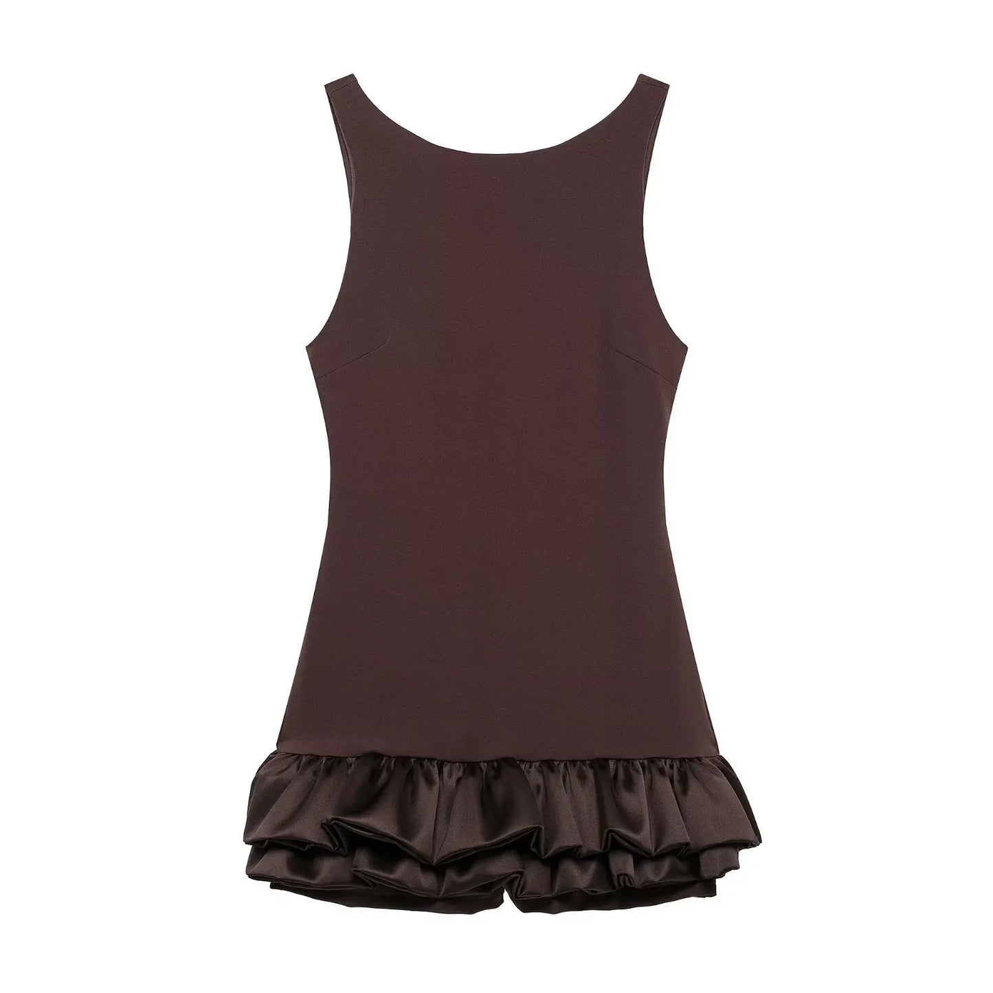 Chic Y2K Sleeveless Backless Mini Dress For Women Elegant Ruffled Hem Folds Short Sundress Holiday Lady Evening Party Vestidos