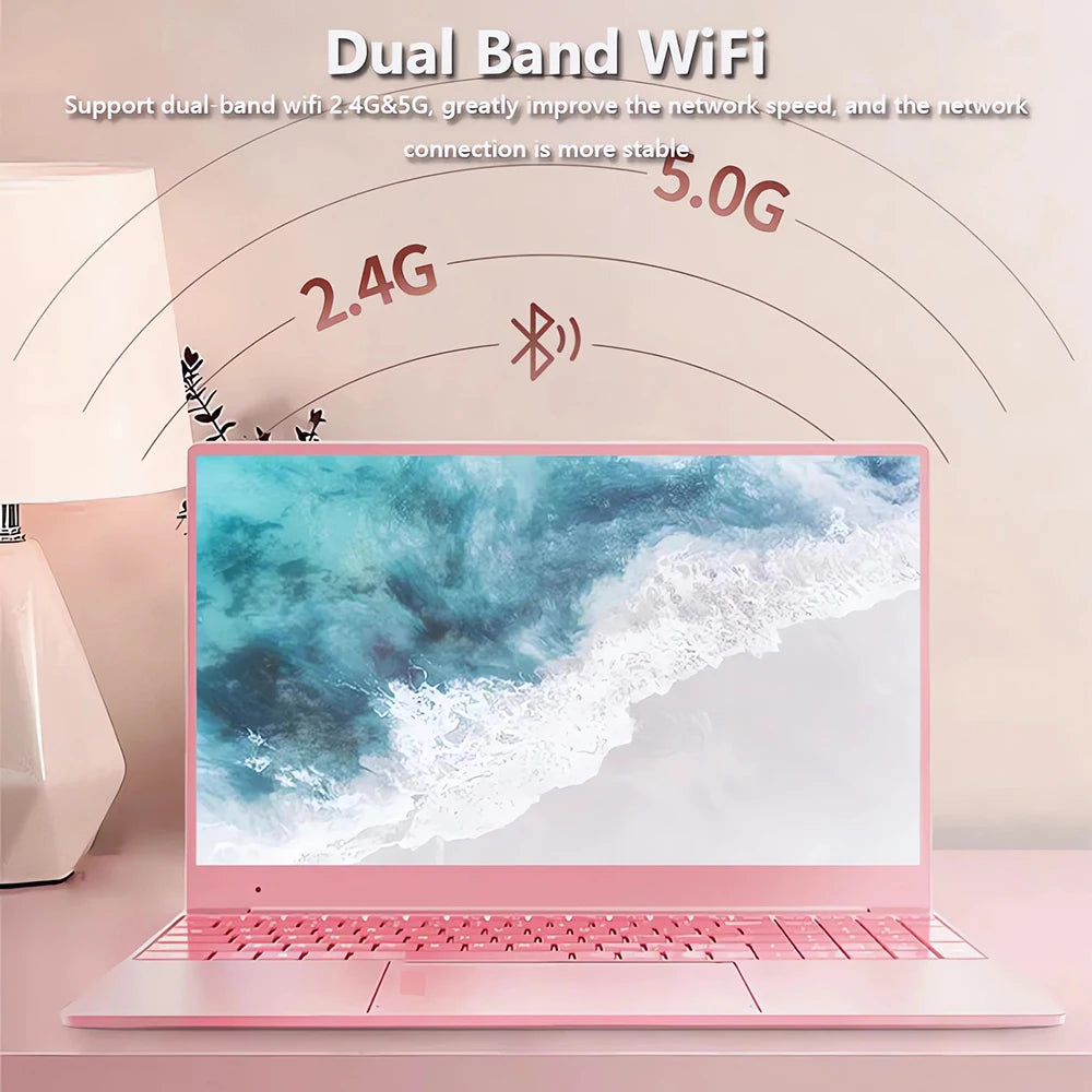 Notebook Brand New Pink Woman Laptop Windows 11" 10 Office Education Gaming 15.6“10th Gen Intel Celeron J4125 12G RAM 1T Dual WiFi Narrow Side Computer Laptops Supplies Electronics Accessories Devices Products