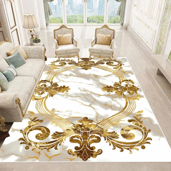 NEW Arrivals 12 Patterns Luxury European Style Carpets Living Room Sofa Side Rugs Home Decoration Soft Golden Carpet Bedroom Cloakroom  Floor Mat
